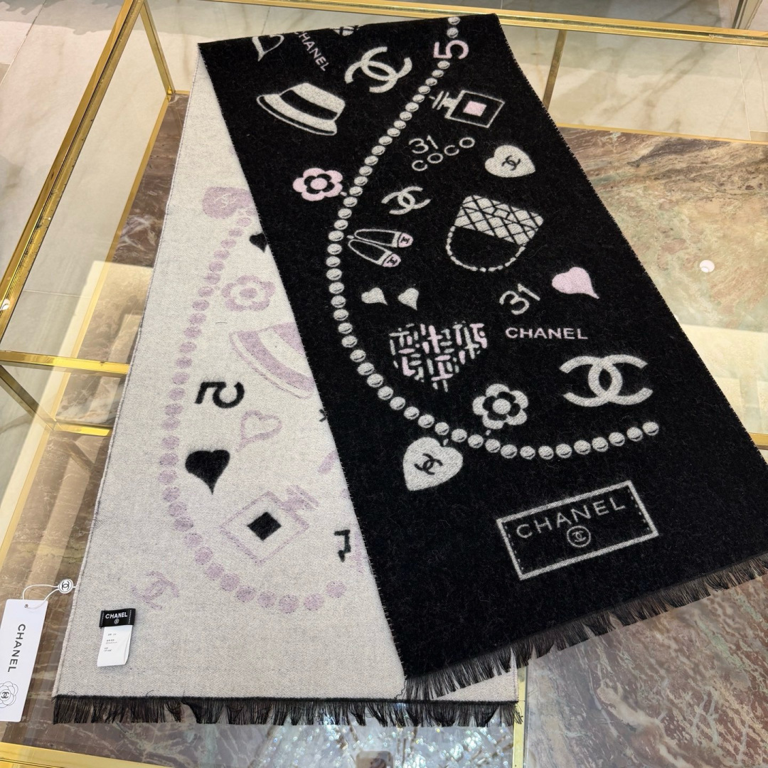 Chanel 샤넬 25B coco 진주 코코 스카프 머플러 목도리