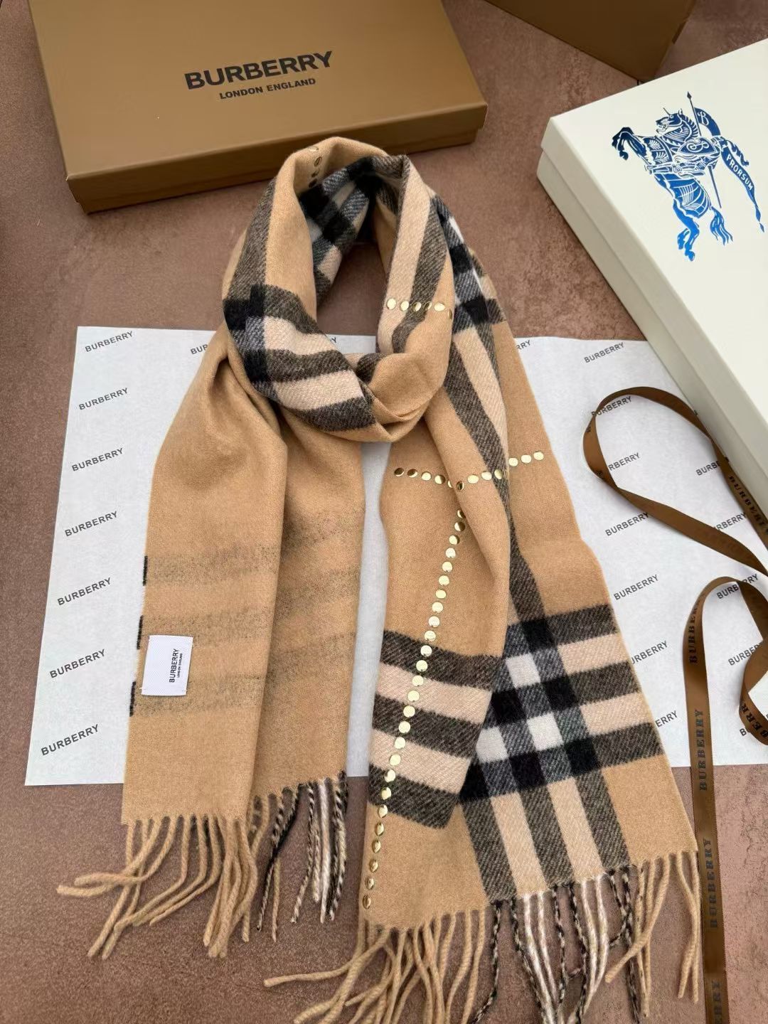 Burberry 버버리 프리미엄 골드 포인트 캐시미어 머플러 목도리 스카프