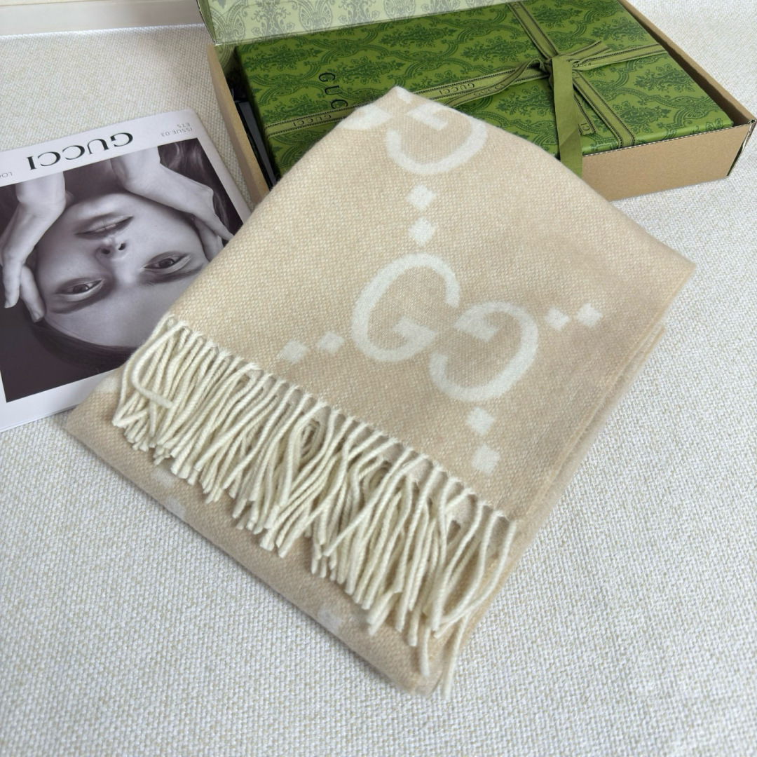 Gucci 구찌 G 로고 양면 캐시미어 머플러 목도리