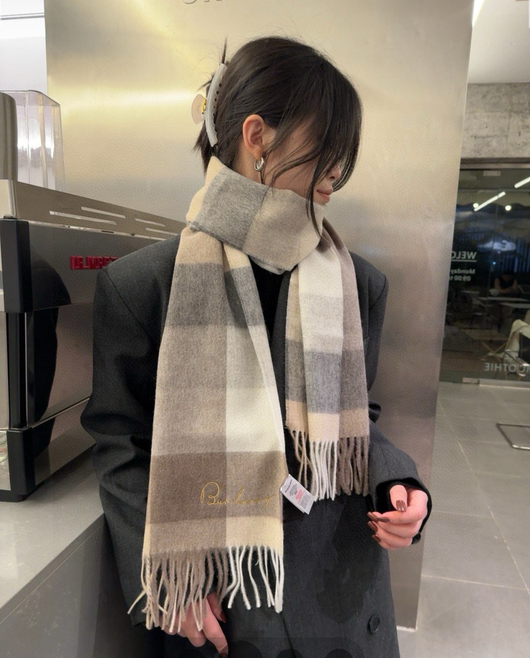 Burberry 버버리 고급 캐시미어 체크 머플러 목도리