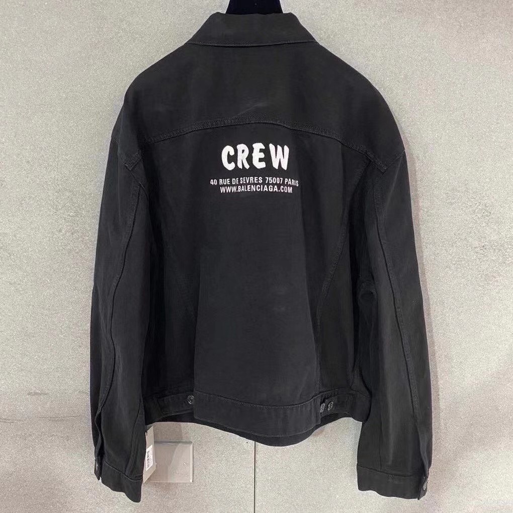 Balenciaga 발렌시아가 블랙 크루 자수 데님 재킷 자켓 의류