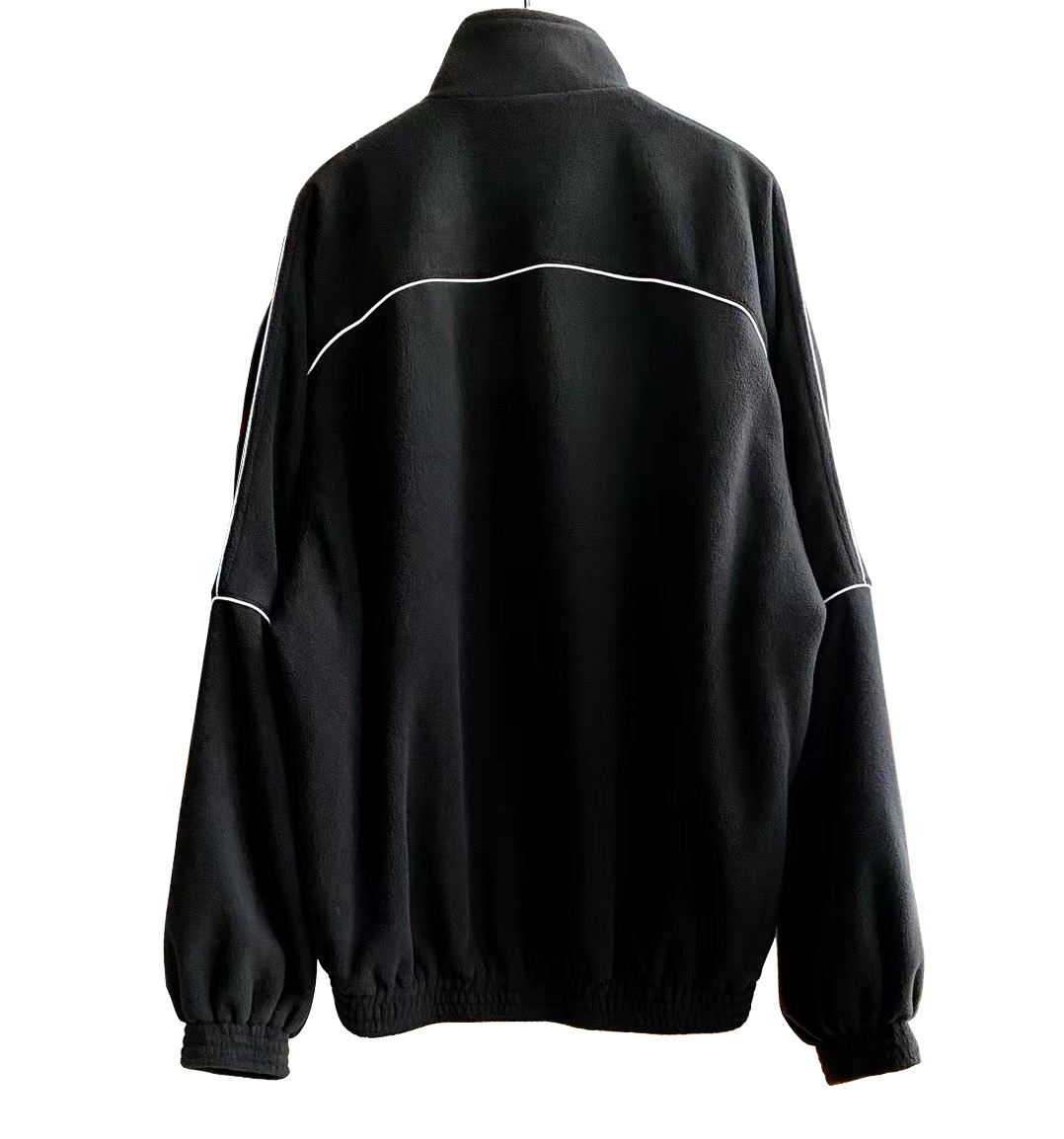 Balenciaga 발렌시아가 올블랙 화이트 스트라이프 플리스 후리스 자켓 재킷 의류