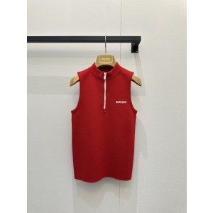 MiuMiu 미우미우 컬러 블록 로고 하프 지퍼 베스트 조끼 의류