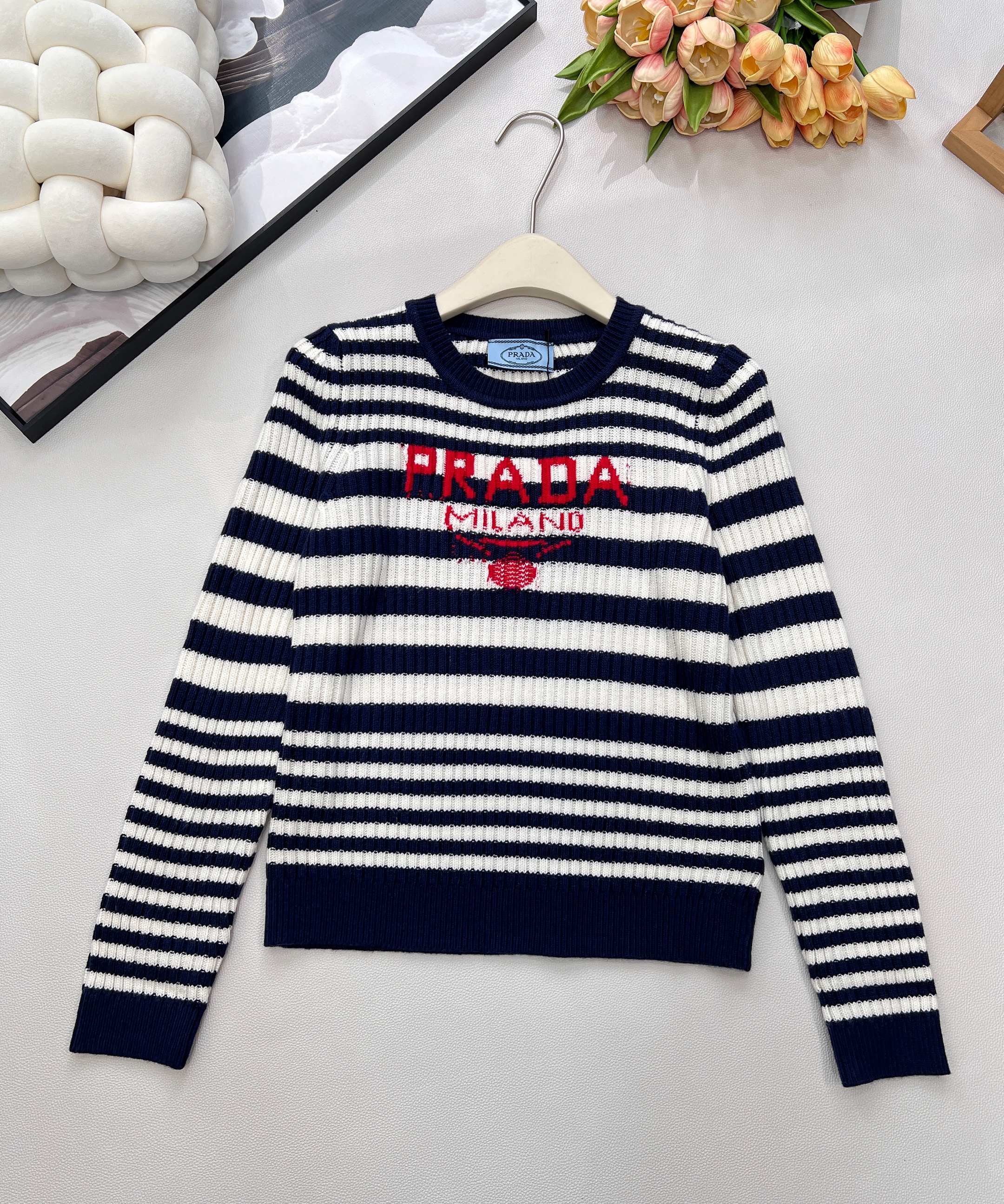 Prada 프라다 골지 알파벳 자카드 긴팔 니트 의류