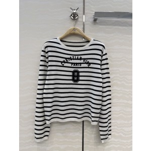 Dior CD 디올 네이비 스트라이프 럭키 8 니트 상의 의류