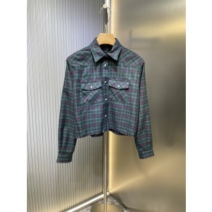 MIUMIU 미우미우 그린 체크 숏 셔츠 의류