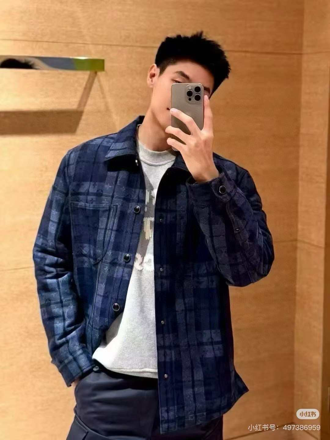 LOUIS VUITTON LV 루이비통 모노그램 체크 데님 셔츠 자켓 의류