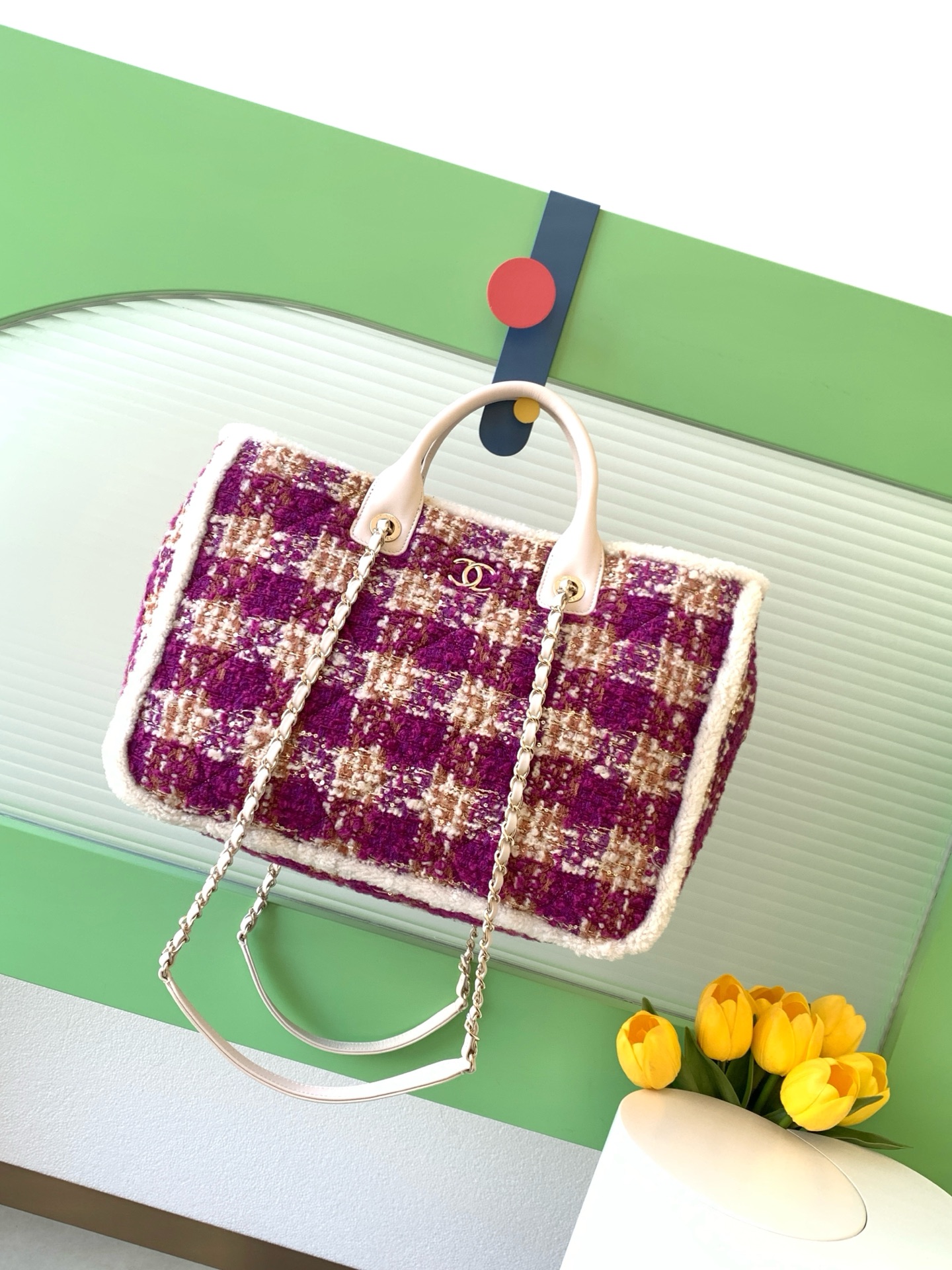 Chanel 샤넬 25N 트위드 토트백 숄더백 가방 라지