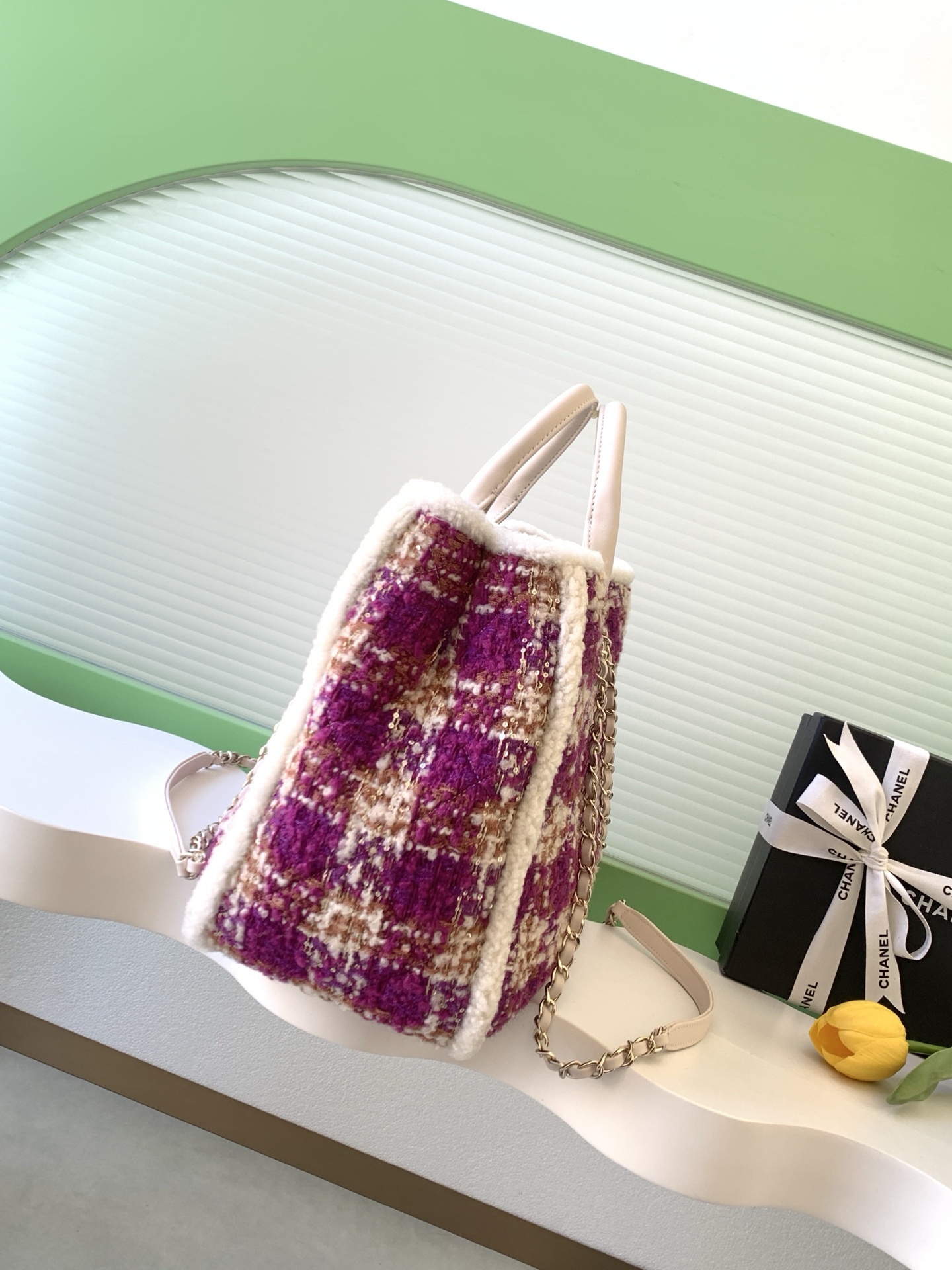 Chanel 샤넬 25N 트위드 토트백 숄더백 가방 라지