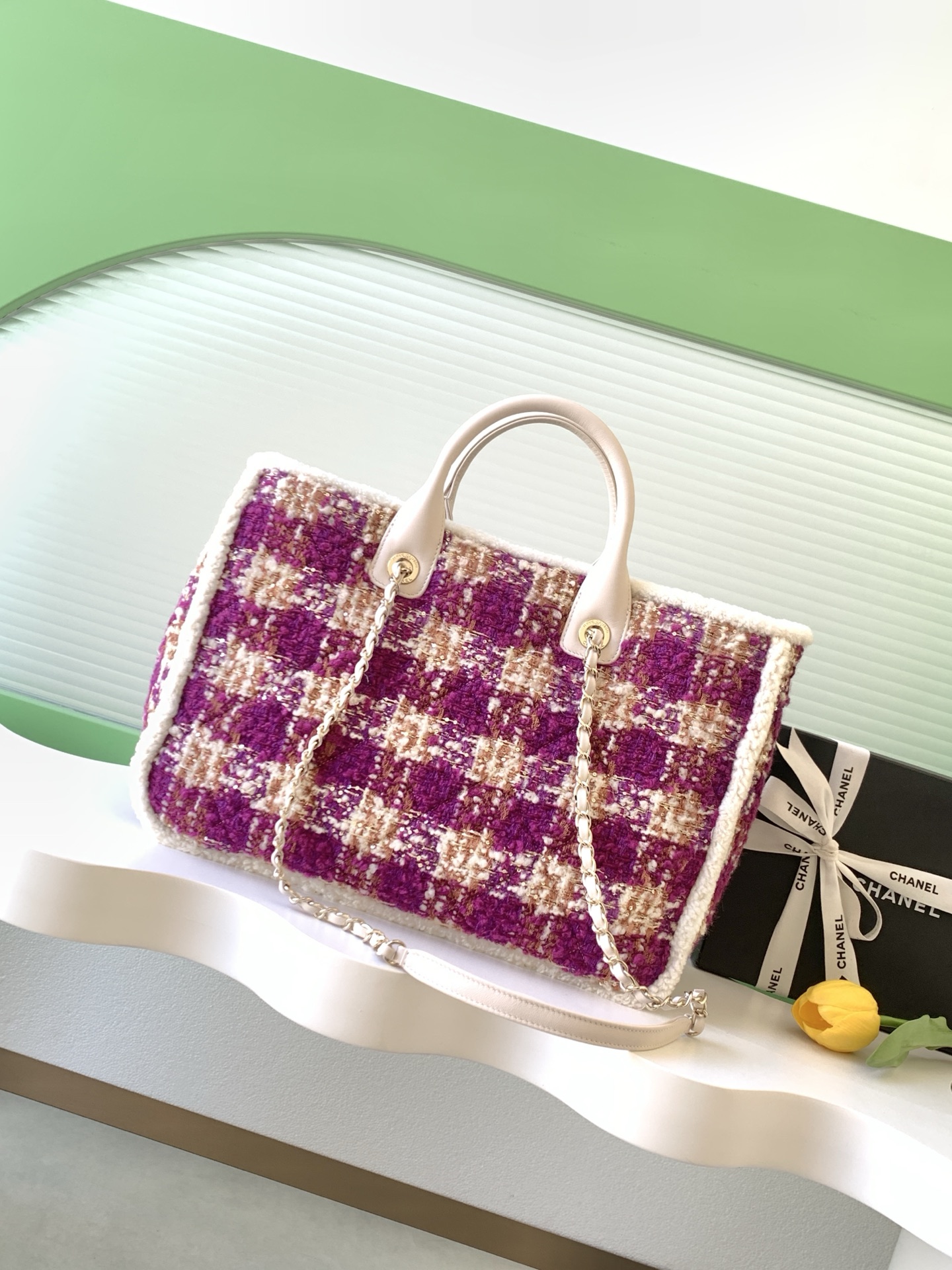 Chanel 샤넬 25N 트위드 토트백 숄더백 가방 라지