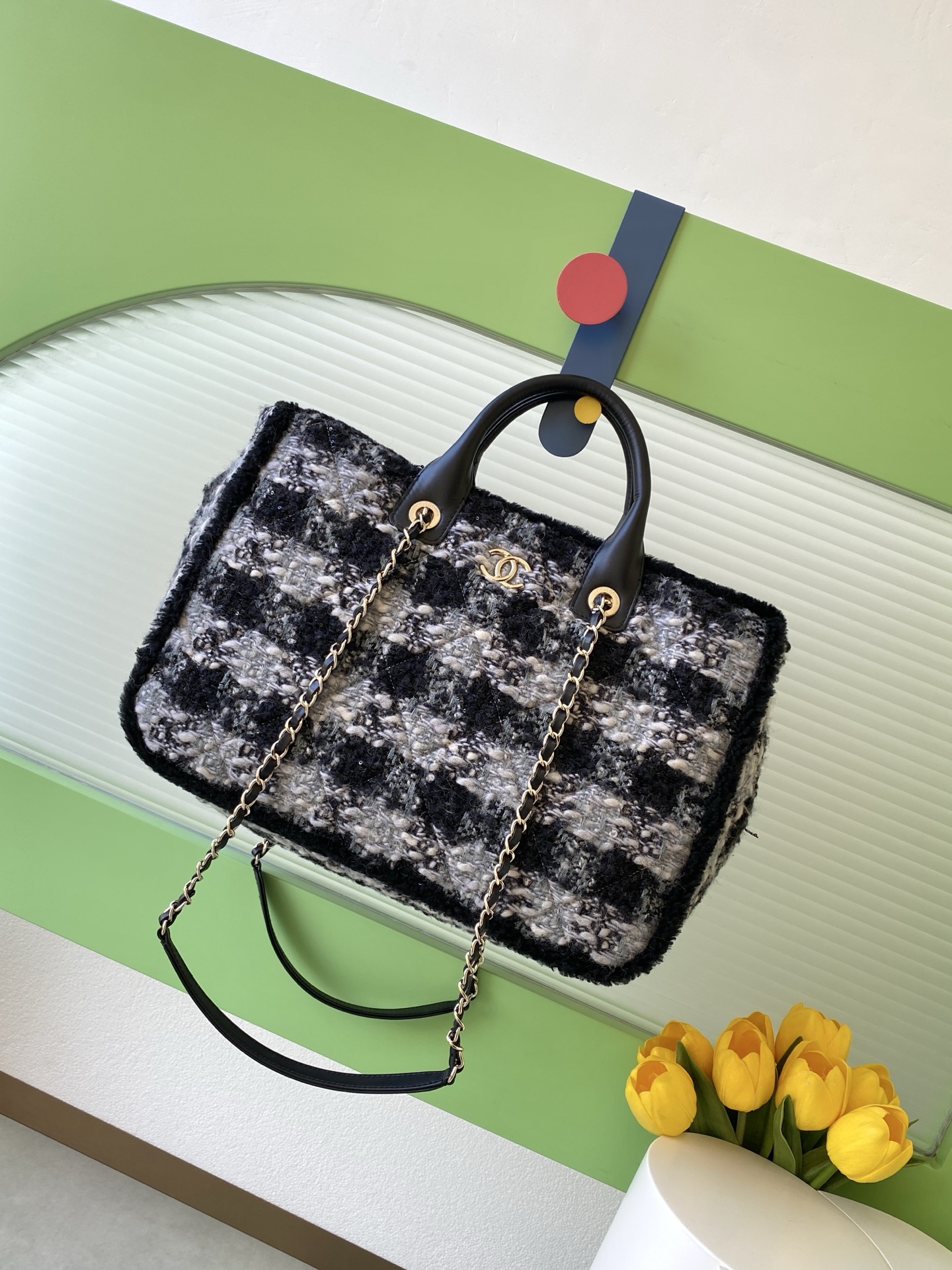 Chanel 샤넬 25N 트위드 토트백 가방 라지