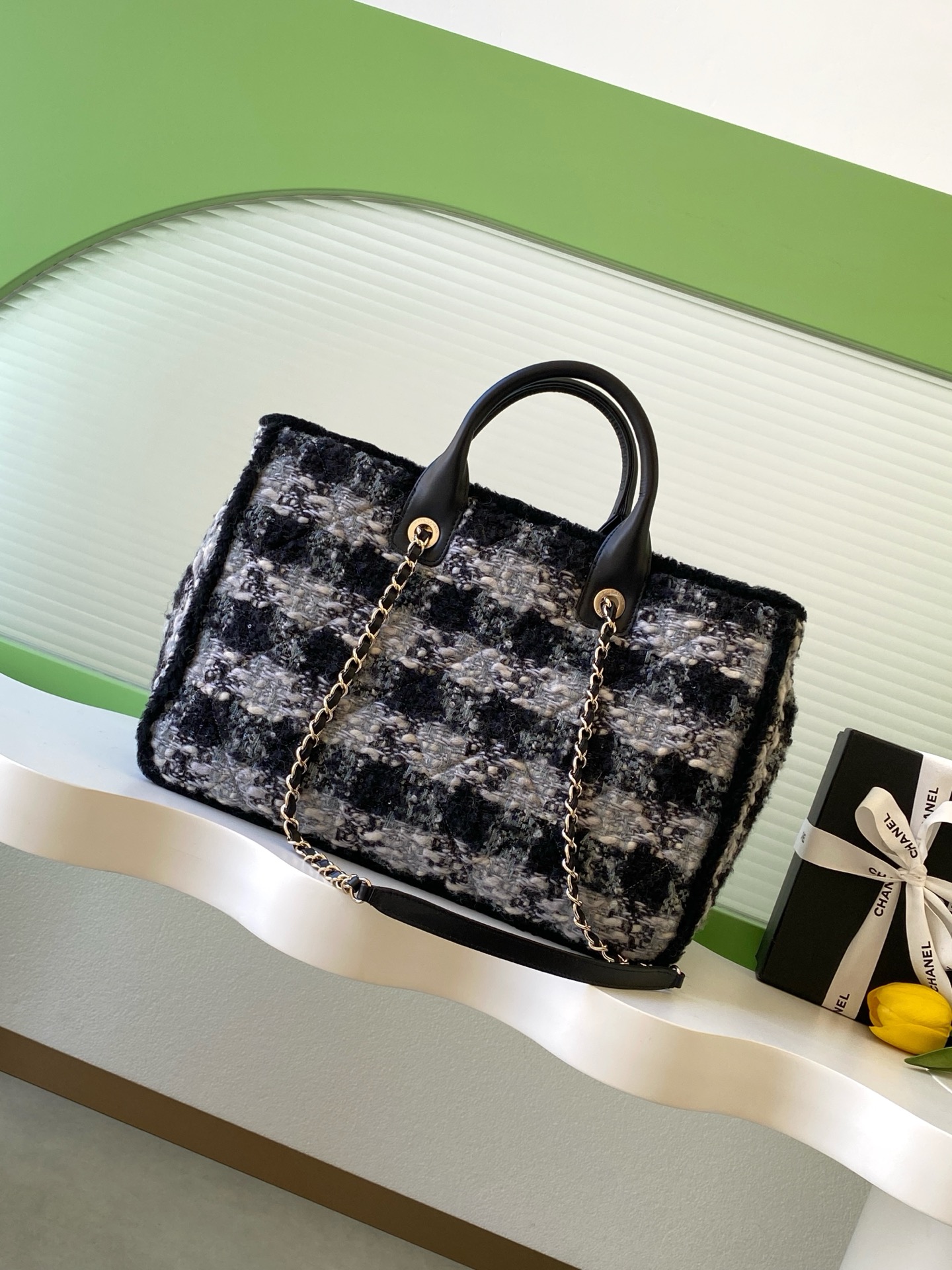 Chanel 샤넬 25N 트위드 토트백 가방 라지