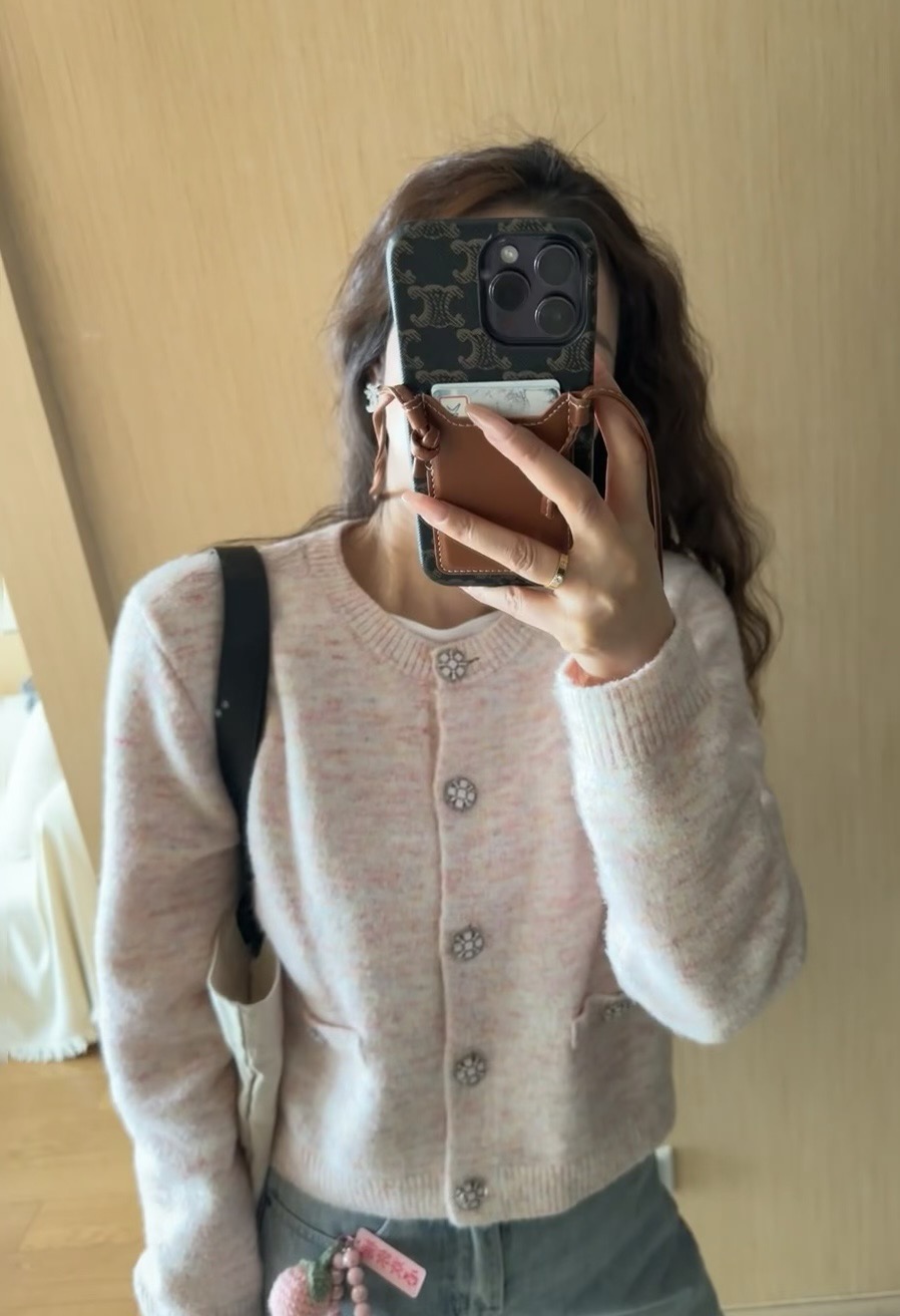 Chanel 샤넬 핑크 울 가디건 자켓 재킷 의류