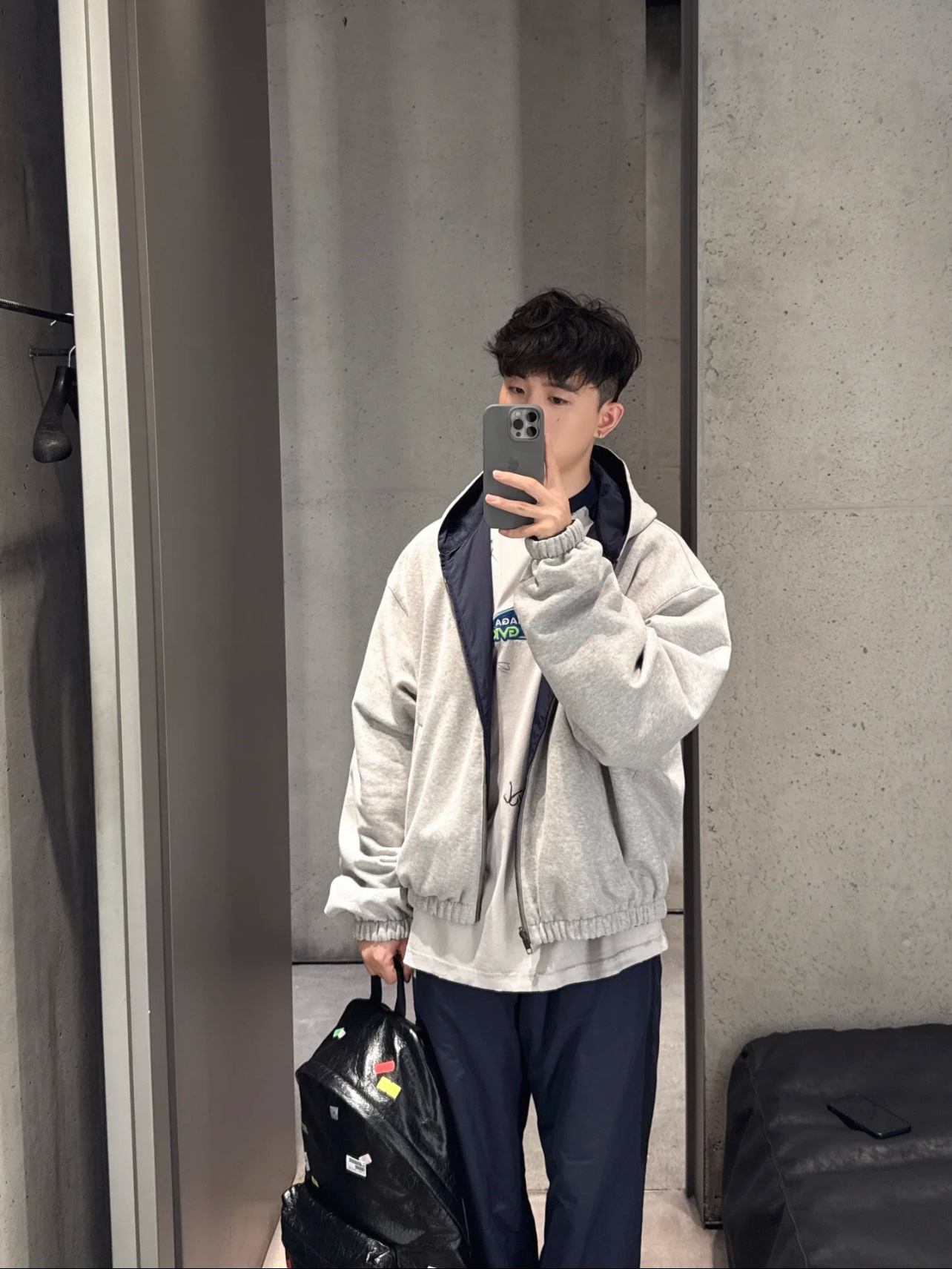 Balenciaga 발렌시아가 그레이블루 리버시블 후드 집업 자켓 재킷 의류