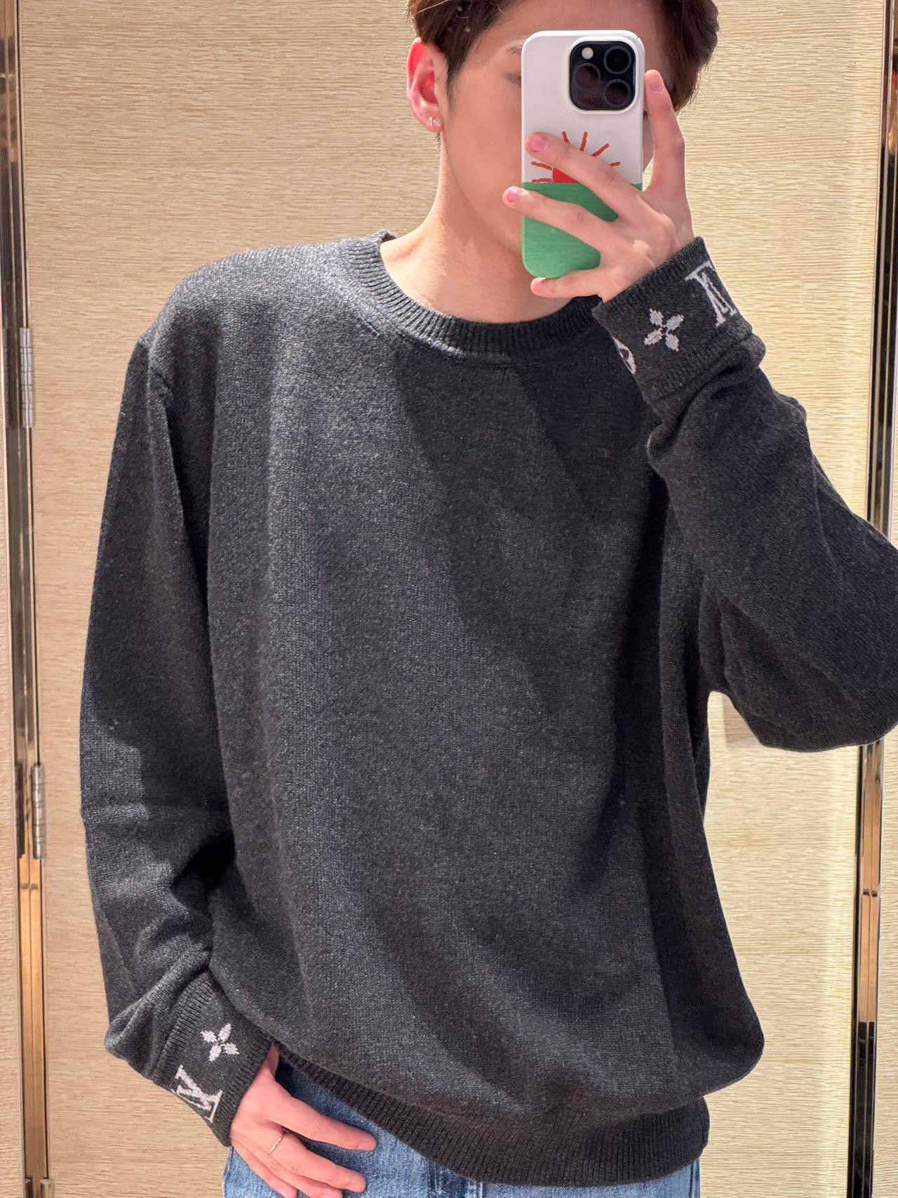 LV 루이비통 소매 자카드 캐시미어 니트 의류