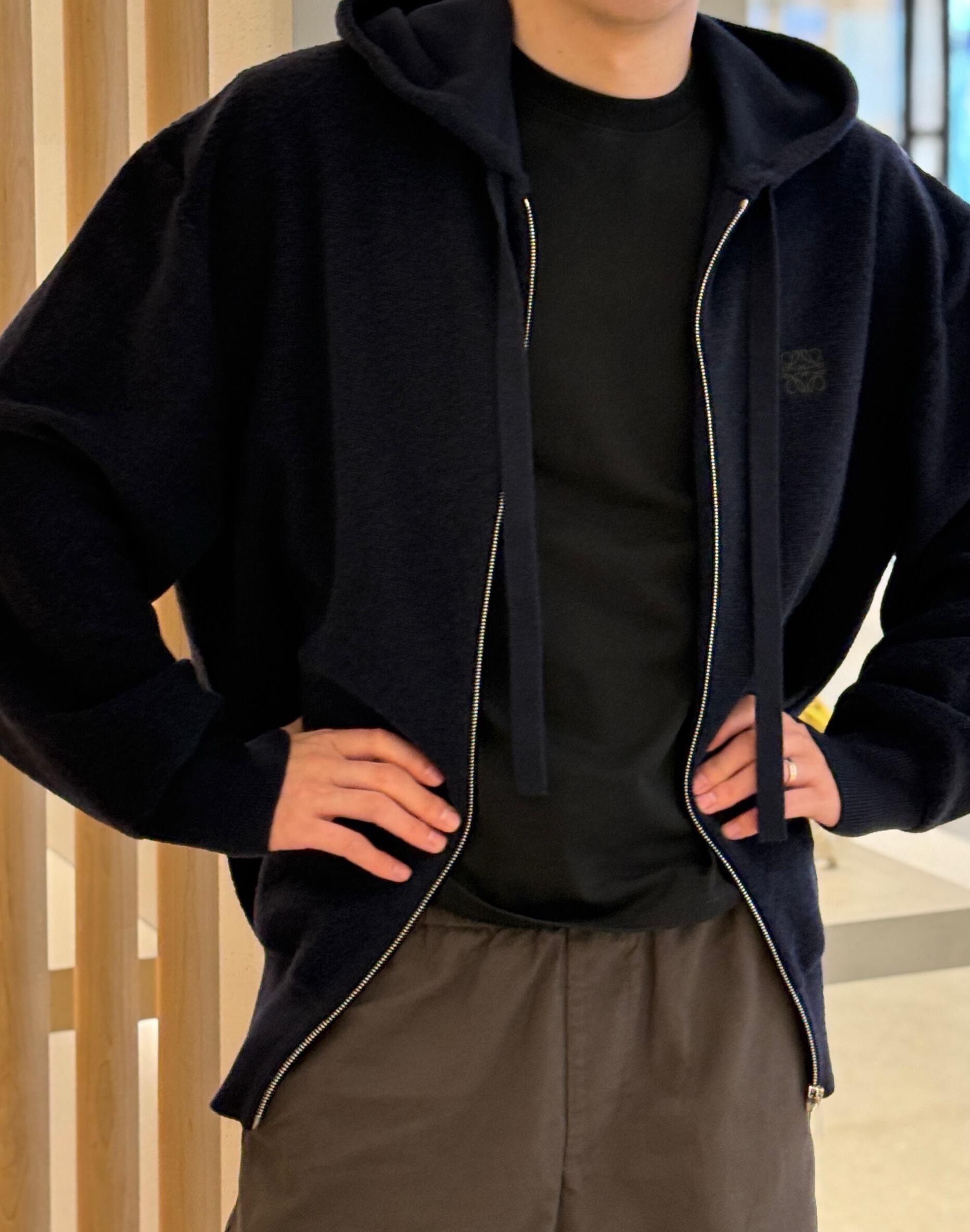 LOEWE 로에베 자수 미니로고 울 루프 니트 후드 집업 의류