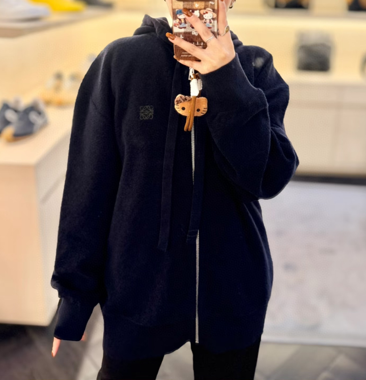 LOEWE 로에베 자수 미니로고 울 루프 니트 후드 집업 의류