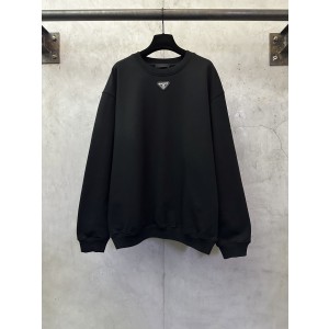 Prada 프라다 실버라벨 가죽 로고 라운드넥 긴팔 맨투맨 티셔츠 의류