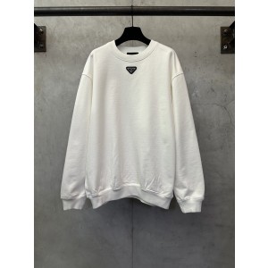 Prada 프라다 실버라벨 가죽 로고 라운드넥 긴팔 맨투맨 티셔츠 의류