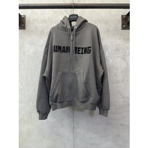 Balenciaga 발렌시아가 HUMAN BEING 시리즈 패치 장식 후드 집업 자켓 의류