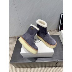 PRADA 프라다 삼각 버클 두꺼운 굽 숏부츠 신발