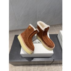 PRADA 프라다 삼각 버클 두꺼운 굽 숏부츠 신발