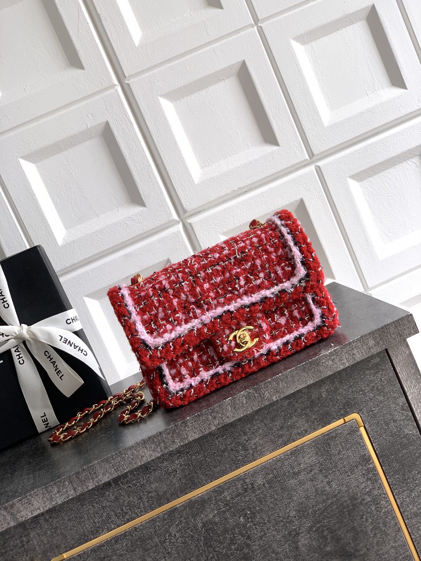 Chanel 샤넬 Mini 20cm 25K 신상 트위드 백 (피치 핑크 트위드) 가방