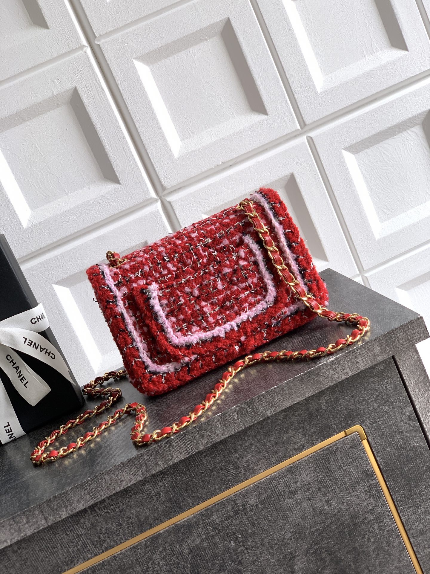 Chanel 샤넬 Mini 20cm 25K 신상 트위드 백 (피치 핑크 트위드) 가방