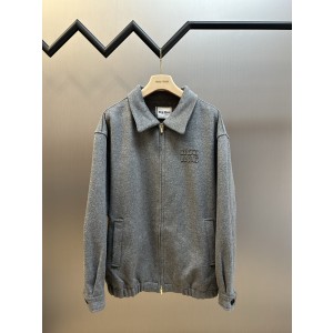 miumiu 미우미우 솔리드 자수 롱슬리브 카라 집업 재킷 자켓 의류