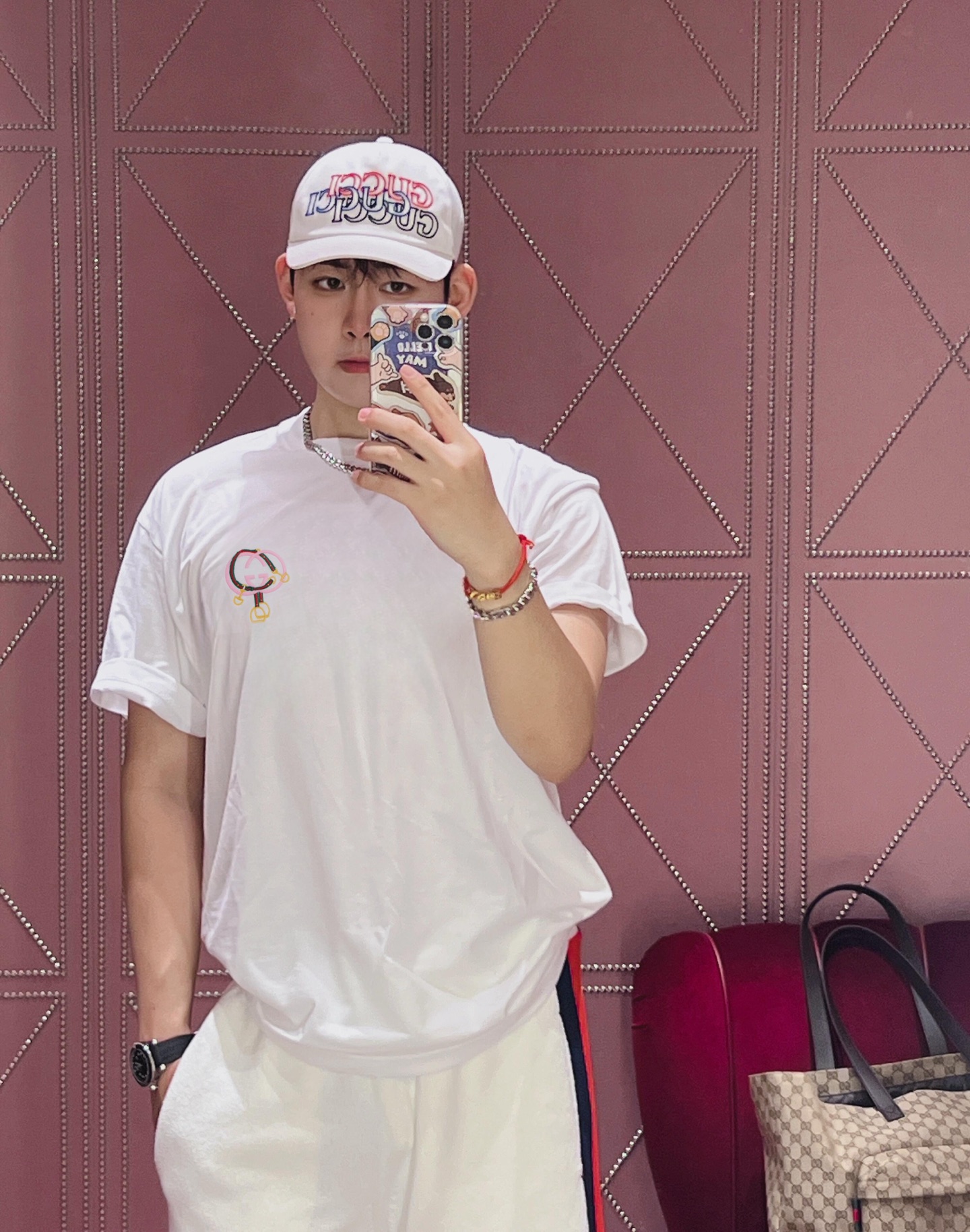 GUCCI 구찌 홀스빗 자수 니트 코튼 반팔 티셔츠 의류