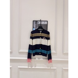 Chanel 샤넬 빈티지 라인 배색 스트라이프 니트 가디건 의류