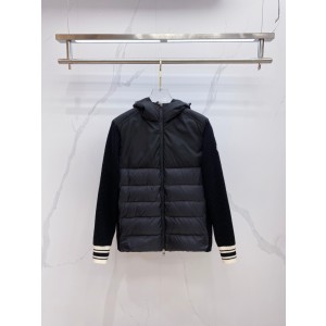 Moncler 몽클레어 몽클레르 남녀 공용 니트 후드 배색 다운 패딩 점퍼 재킷 의류