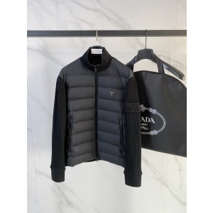 Prada 프라다 남성 니트 믹스 다운 패딩 점퍼 재킷 의류
