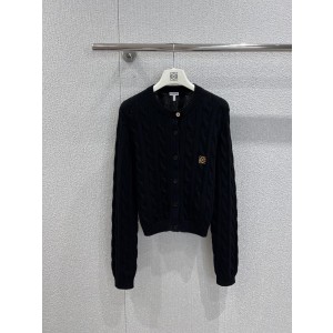 Loewe 로에베 로고 자수 꽈배기 니트 가디건 의류