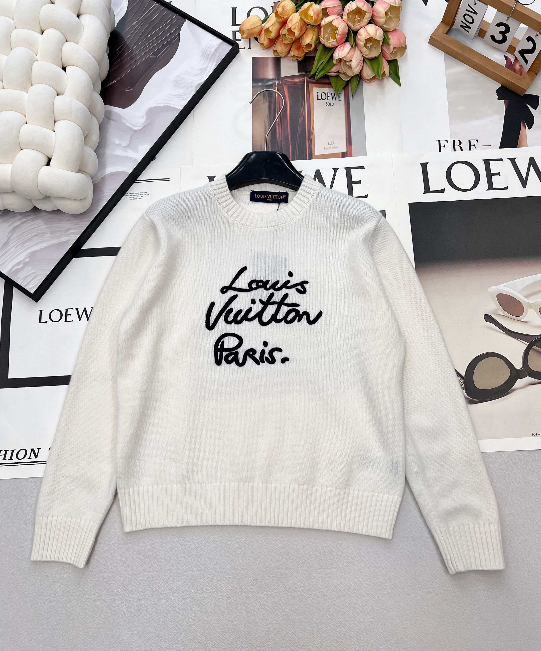 Louis Vuitton LV 루이비통 모노그램 자수 울 라운드 니트 의류