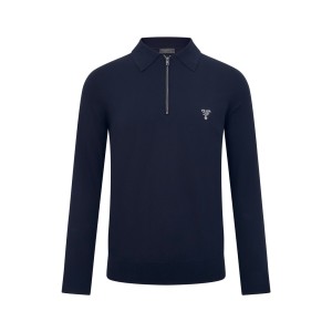 PRADA 프라다 자수 하프 집업 긴팔 폴로 카라 티셔츠 의류