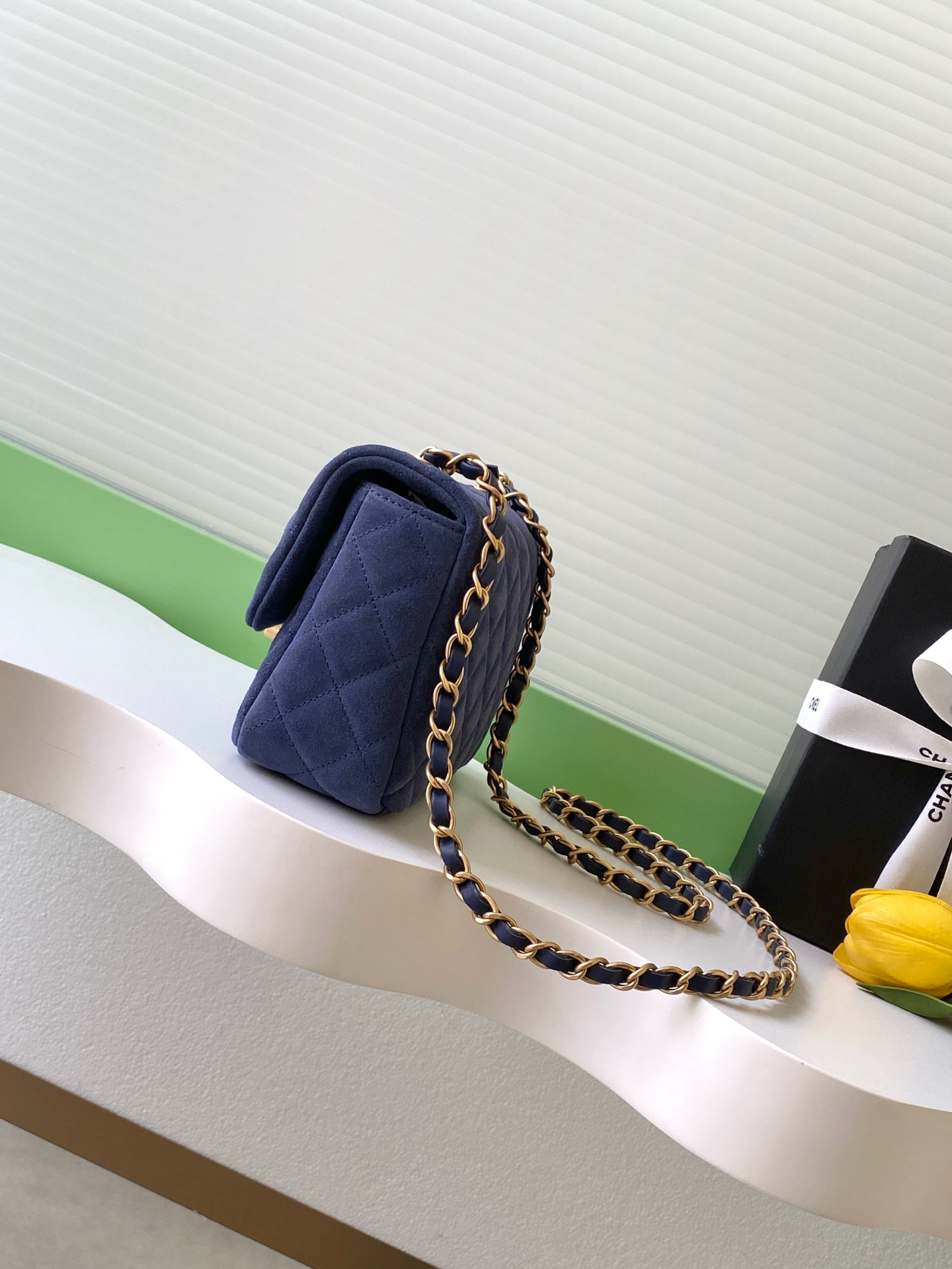 Chanel 샤넬 26C 시리즈 블루 스웨이드 CF백 - AS5989 숄더백 가방 미니