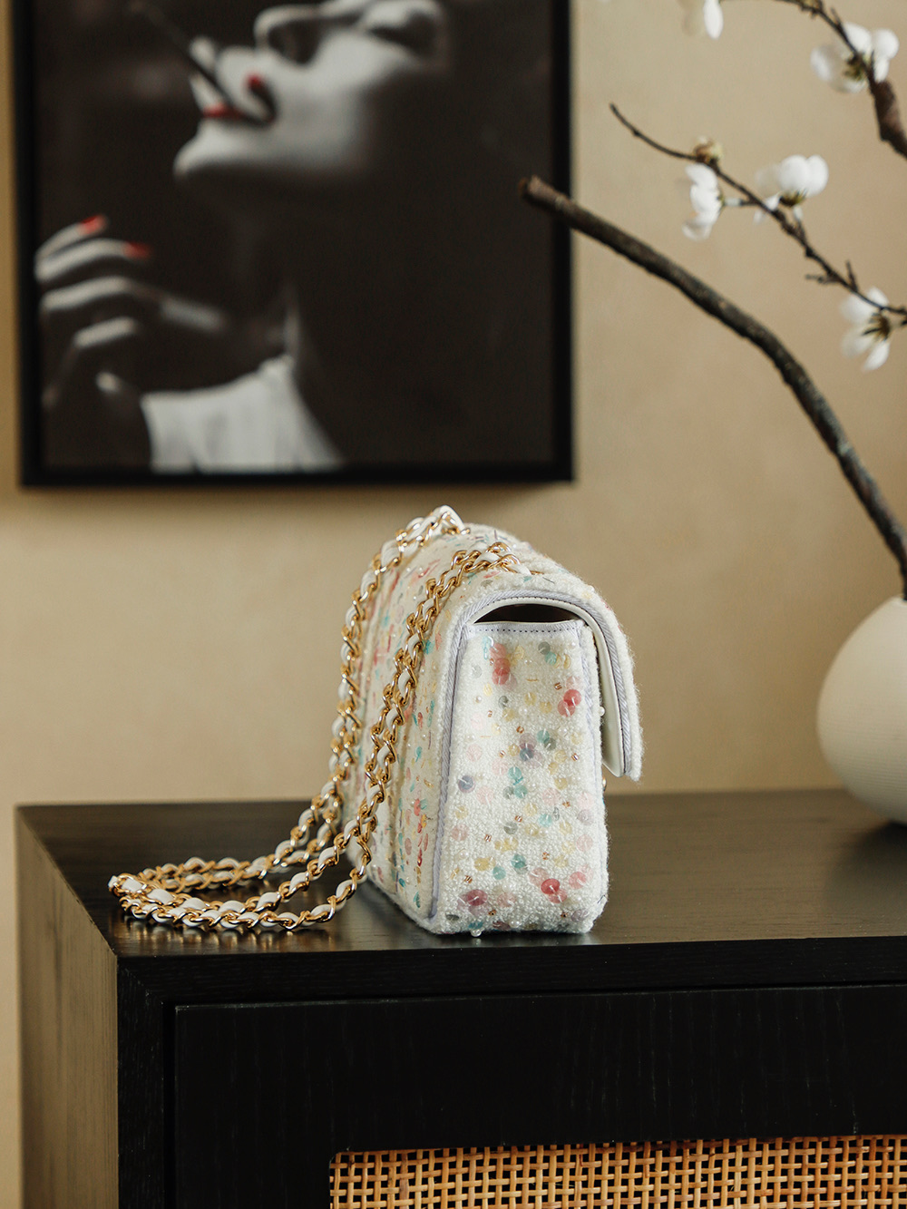 Chanel 샤넬 26C 트위드 시퀸 시리즈 - CF 스몰 숄더백 가방