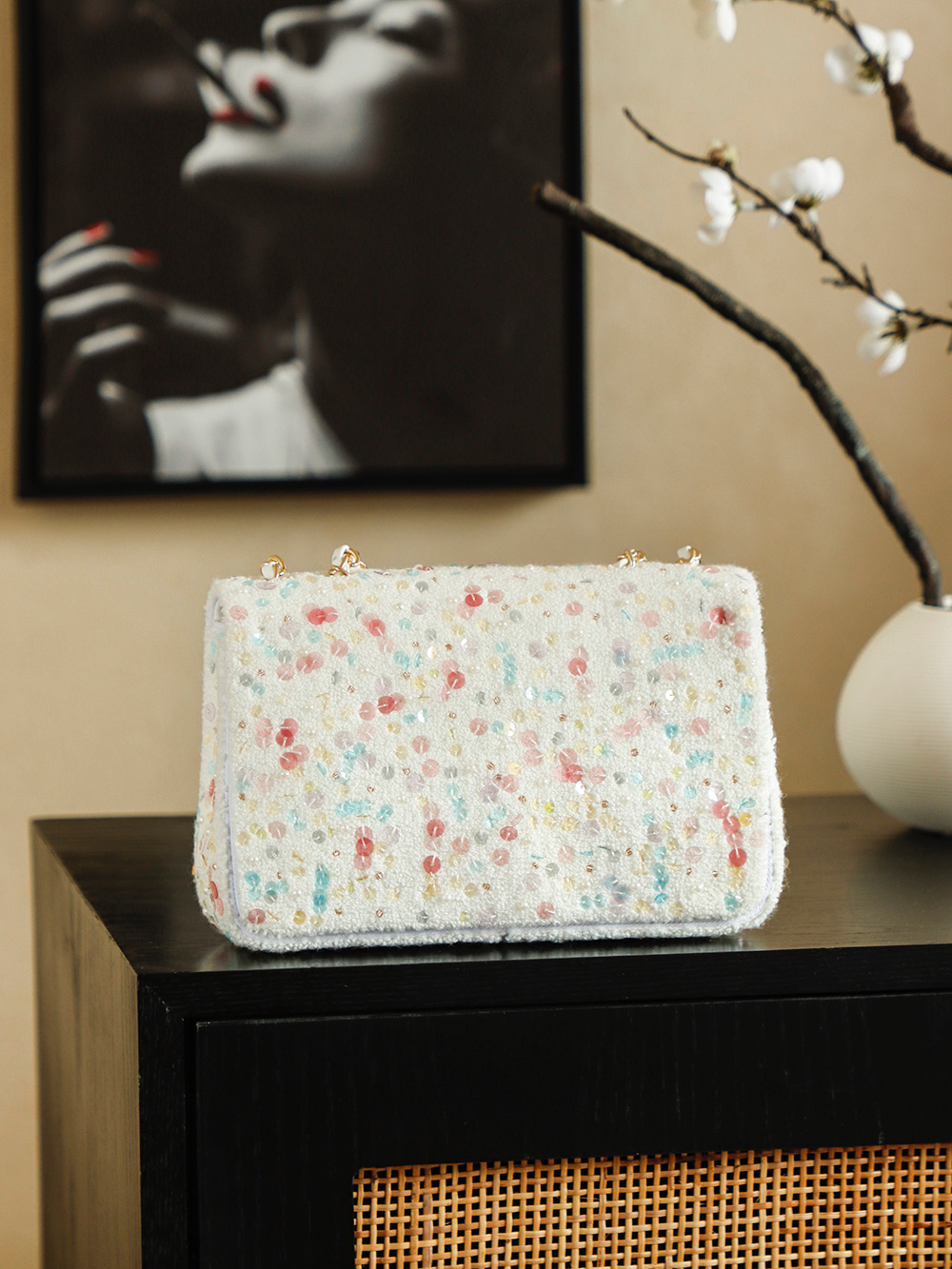 Chanel 샤넬 26C 트위드 시퀸 시리즈 - CF 스몰 숄더백 가방