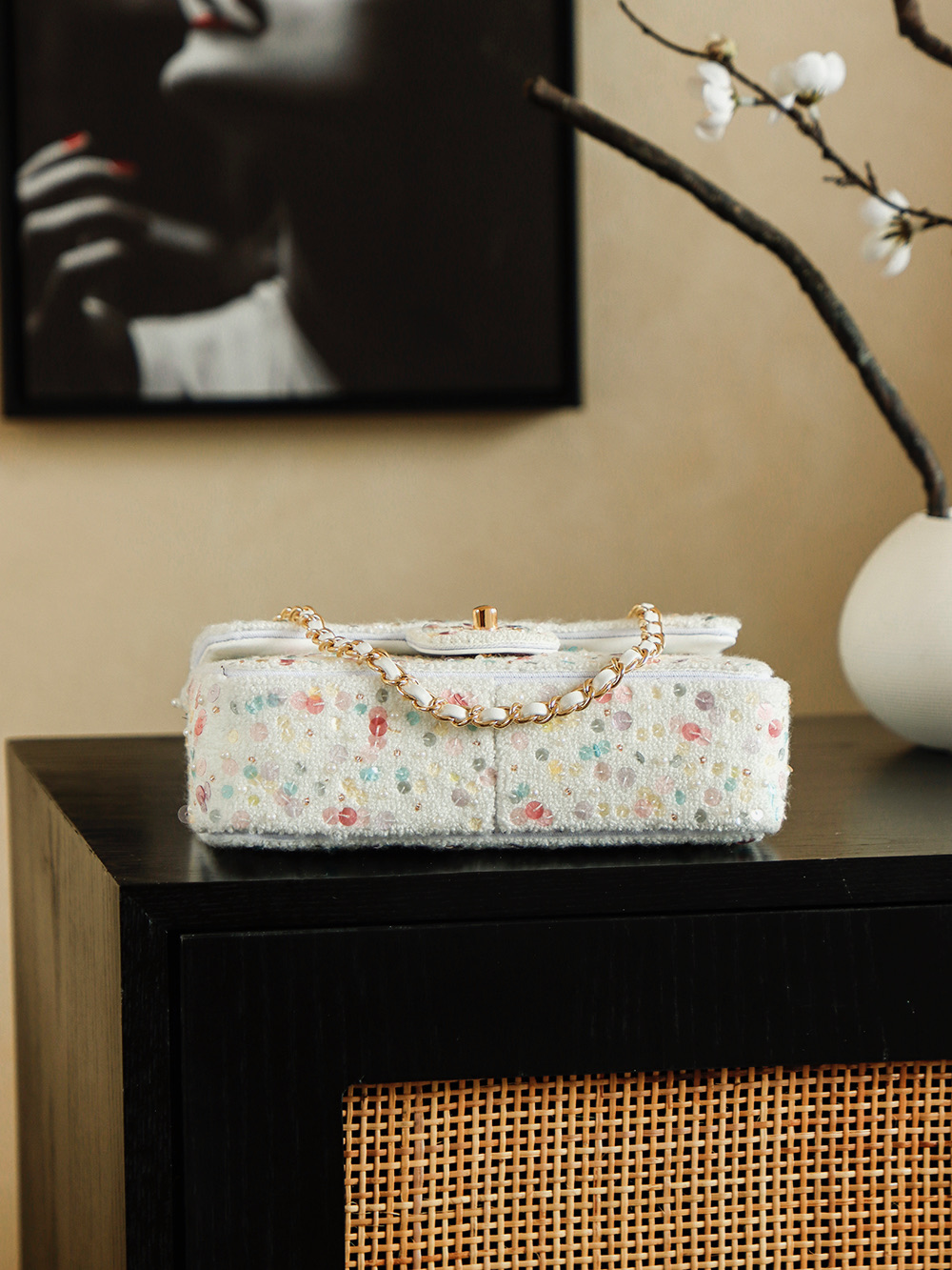 Chanel 샤넬 26C 트위드 시퀸 시리즈 - CF 스몰 숄더백 가방