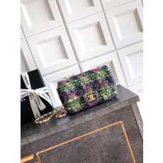 Chanel 샤넬 미니 CF - 퍼플 & 그린 트위드 (20cm) 숄더백 가방