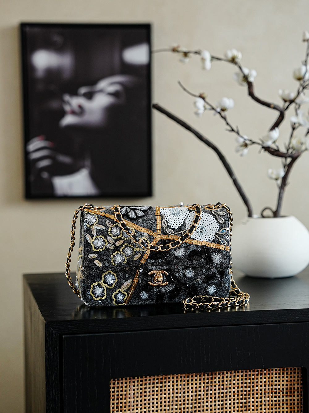 Chanel 샤넬 25A 메티에 다르(공방) 시리즈 - 자수 시퀸 CF백 숄더백 가방