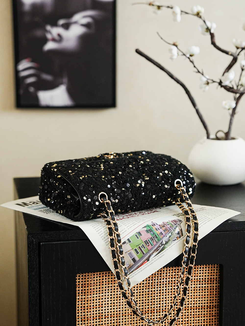 Chanel 26c 트위드 시퀸 CF 샤넬 플랩백 숄더백 가방 (라지)