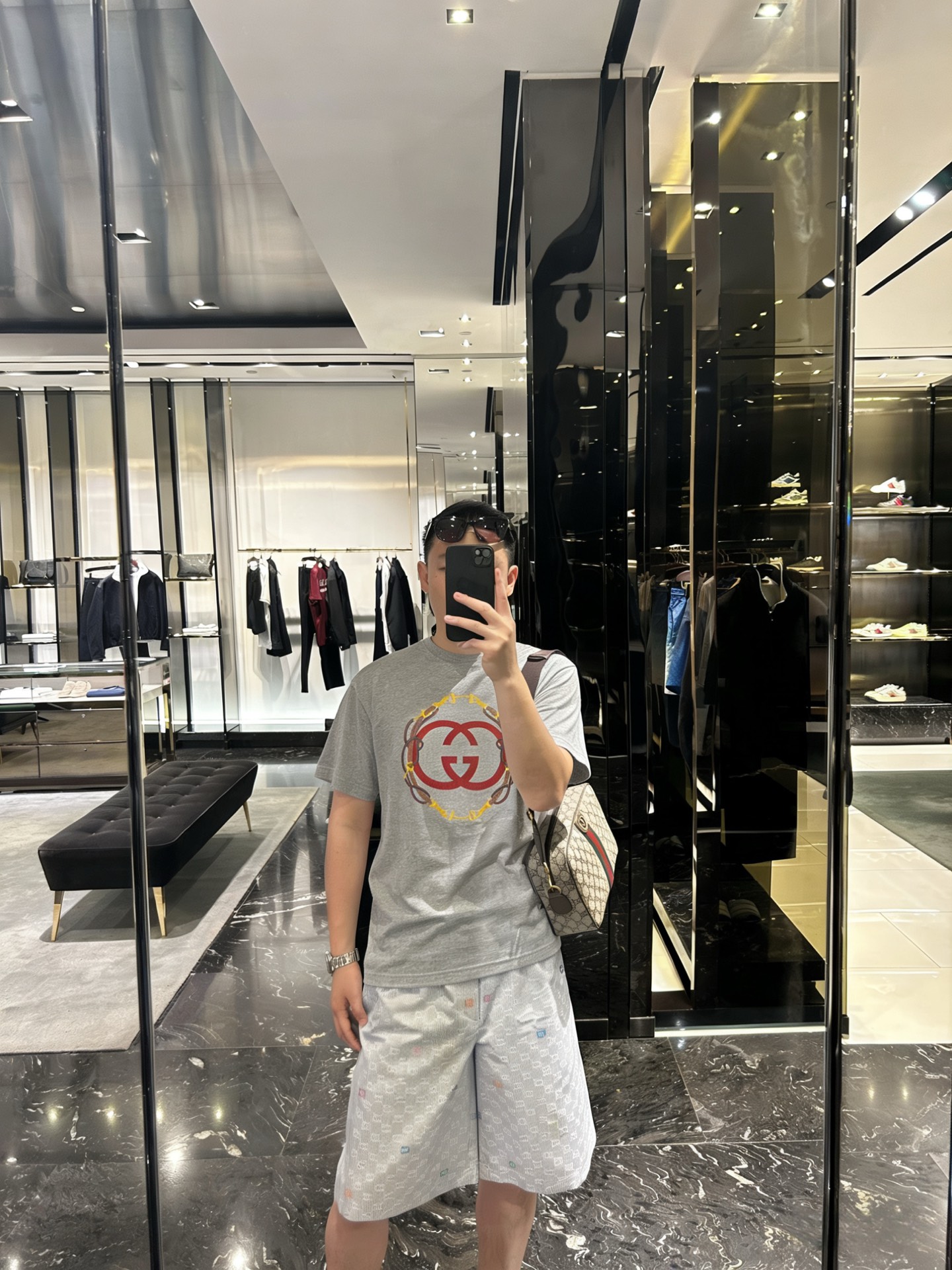 Gucci 구찌 고삐 프린트 크루넥 반팔 티셔츠 의류