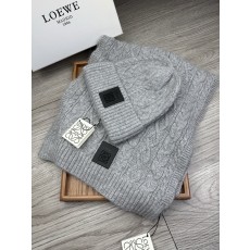 LOEWE 로에베 울 & 토끼털 모자·목도리 세트