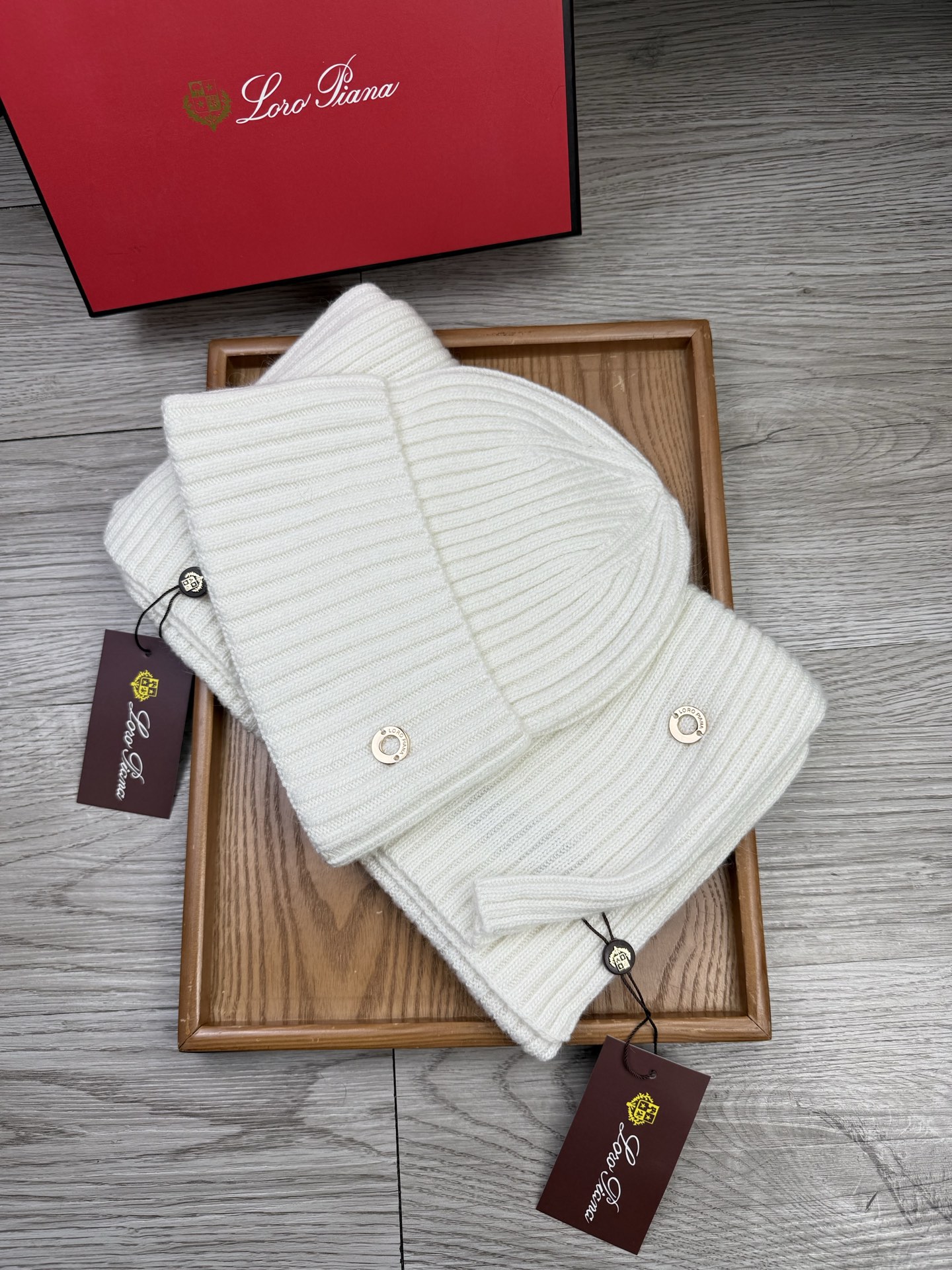 Loro Piana 로로피아나 울 & 토끼털 모자·목도리 세트