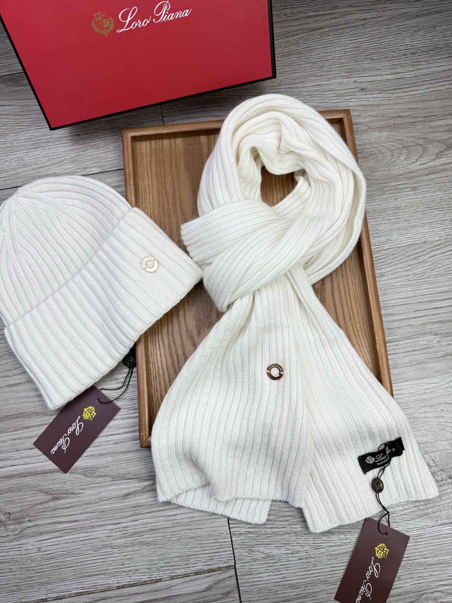 Loro Piana 로로피아나 울 & 토끼털 모자·목도리 세트