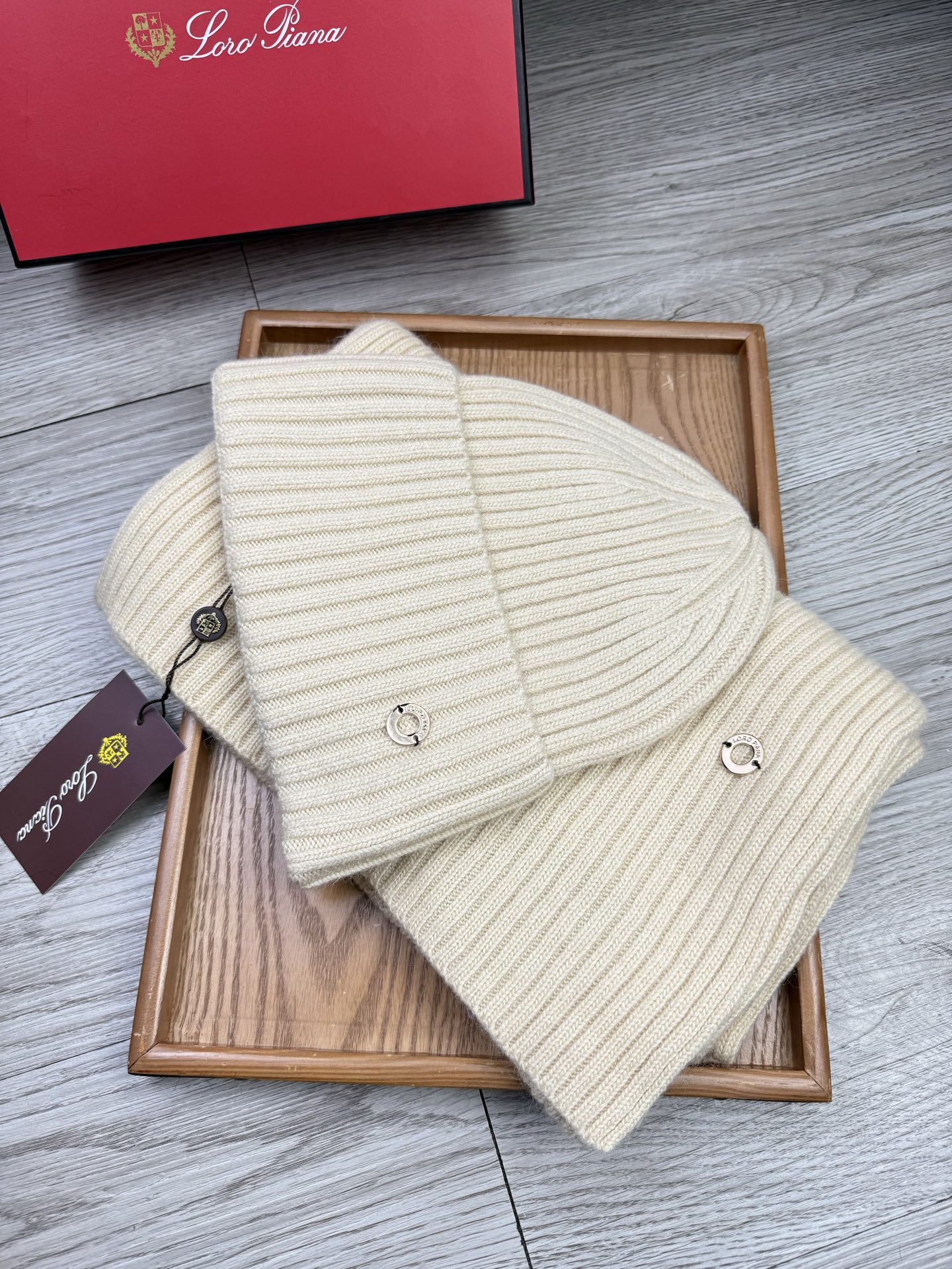 Loro Piana 로로피아나 울 & 토끼털 모자·목도리 세트