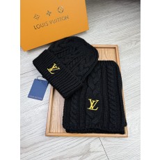 Louis Vuitton LV 루이비통 울 & 토끼털 모자·넥워머 세트