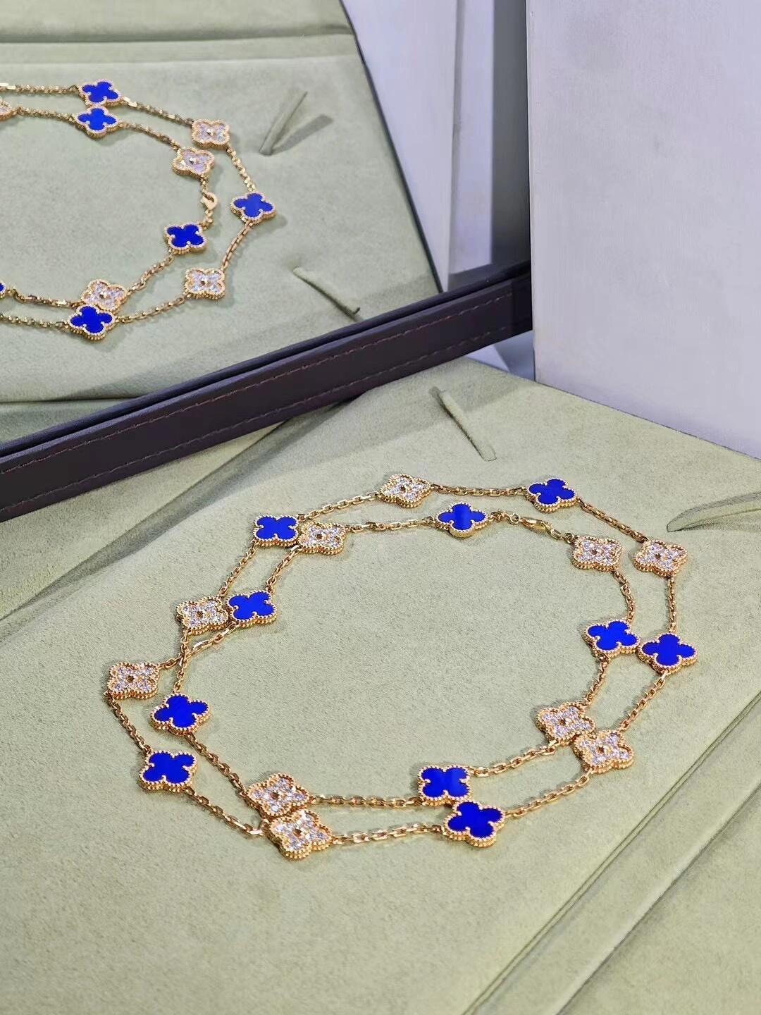 Van Cleef & Arpels 반클리프 앤 아펠(VCA) 블루 사파이어 다이아 20모티프 롱 목걸이